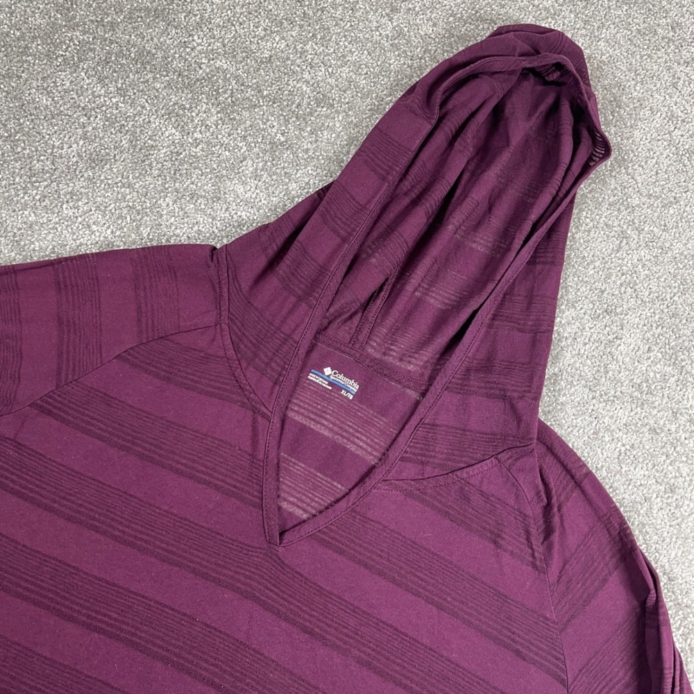 Columbia Hoodie Womens Extra Large‎ Striped See Through Lightweight Purple